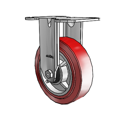 3 Series Casters Top Plate Rigid Zinc with 5 x 1.5 Maroon on Grey Polyurethane HI-TECH Wheel
